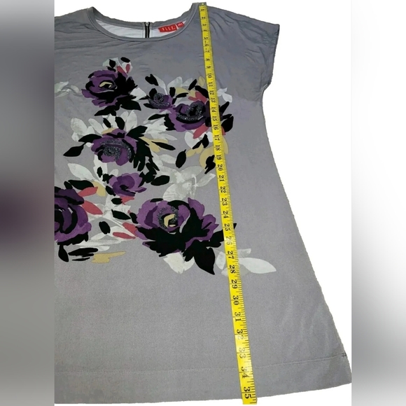 Elle Tunic Shift Dress with Flowers & Iridescent Bead Accents Size Large - Picture 4 of 8